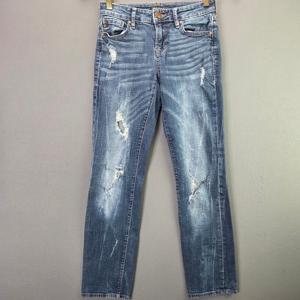 Dear John Distressed Slim Straight Jeans Size 24 Blue Denim American Classic
